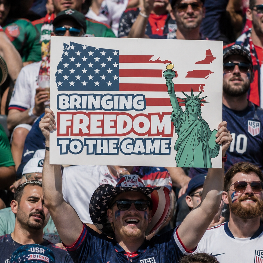 USA Fan Sign - "Bringing freedom to the game" - Funny World Cup 2026 Cheerboard