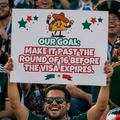 Mexico Fan Sign - "Make it past round 16 before visa expires" - Funny World Cup 2026 Cheerboard