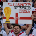 England Fan Sign - "We practiced penalties, right?" - Funny World Cup 2026 Cheerboard